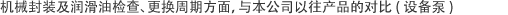 機械封裝及潤滑油檢查、更換周期方面，與本公司以往產(chǎn)品的對比(設(shè)備泵)